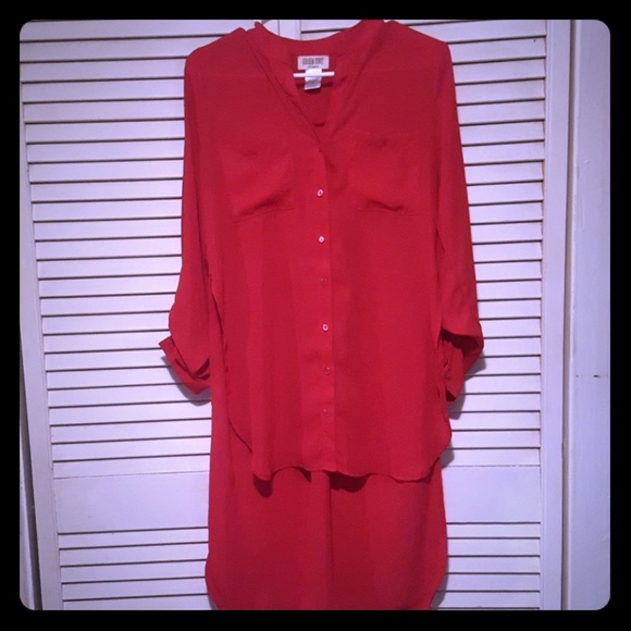 Sheer Red Shirt/Dress - Picture 1 of 3